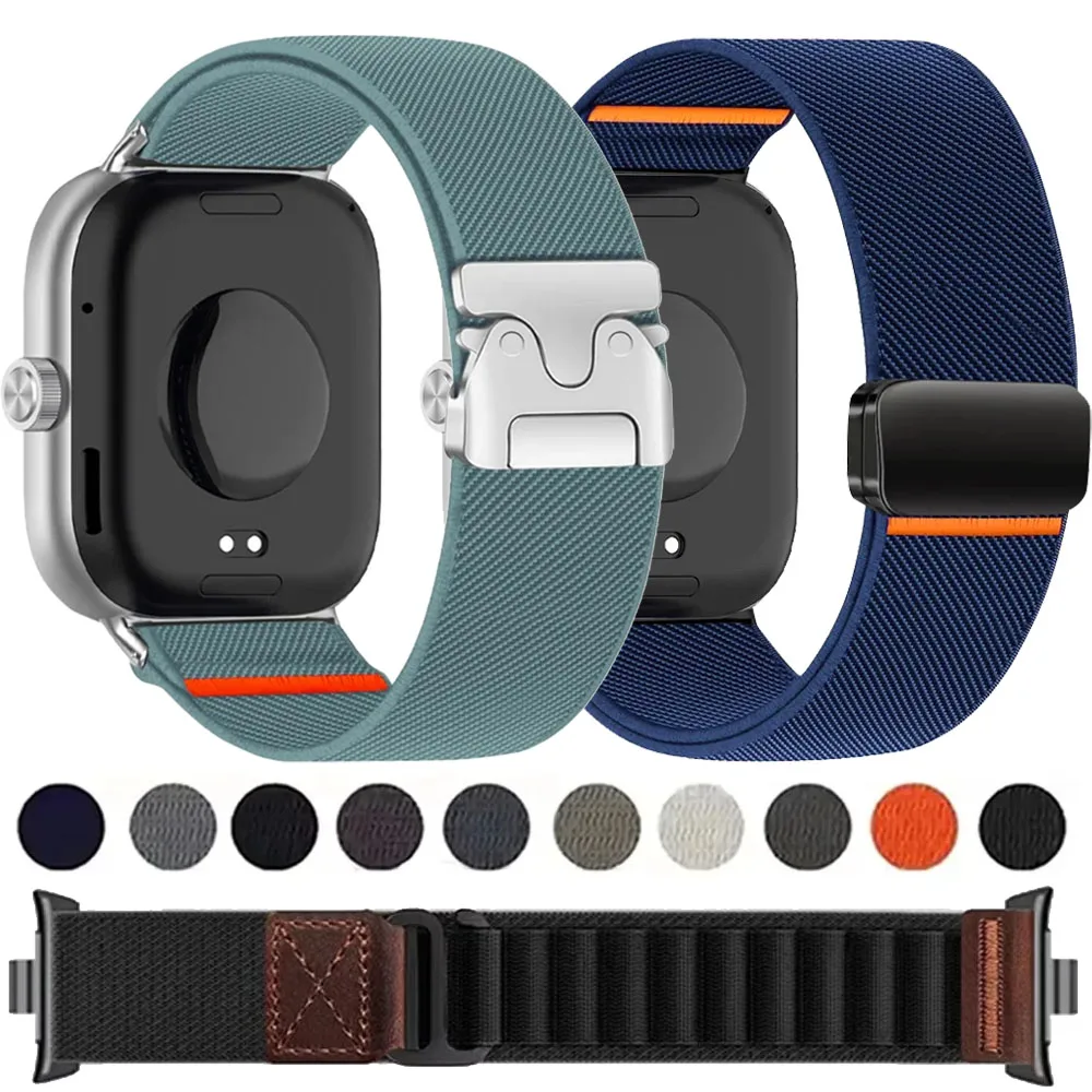 Magnetic Nylon Band for Redmi Watch 6 Active/Lite Watch 6/5/4 Parachute Buckle Elastic Belt for Xiaomi Mi Band 10/9/8 Pro Correa