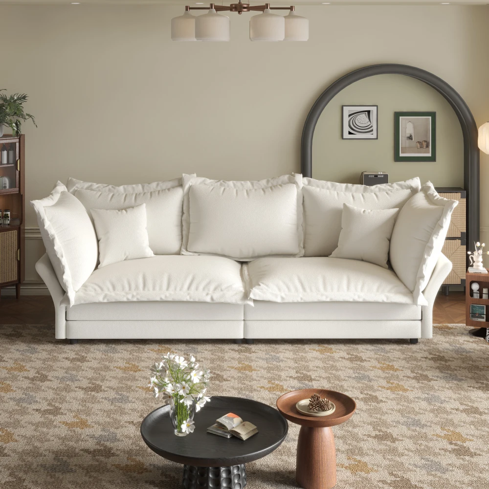 

90.55'' Oversized Loveseat Sofa, Velvet Modular Sectional Sofa,Pillows,Deep Seat Chaise Lounge Convertible,Living Room,Apartment