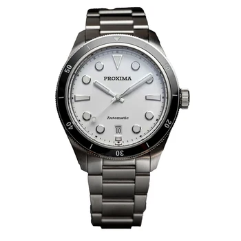 Proxima PX1697 39mm Men Watch White Enamel Dial Bubble Sapphire PT5000 SW200 Automatic Mec