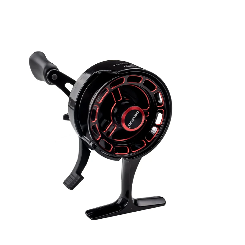 Moulinets de pêche sur glace DEUKIO, bobine d'hiver 3.2:1 3+1BB, frein max 5kg, système de lâchage magnétique à pied haut, moulinet d'hiver léger