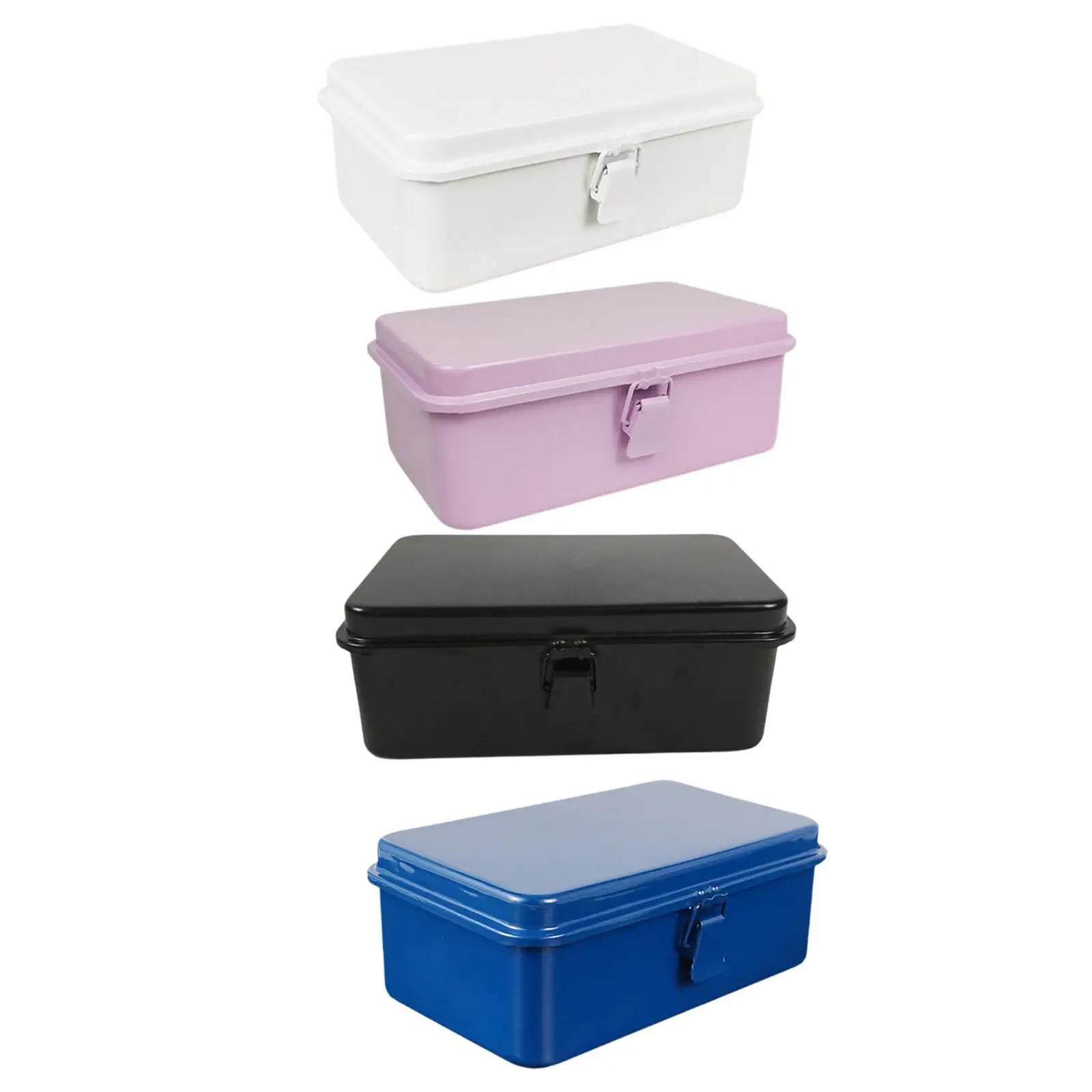 Metal Storage Box Rectangular Desktop with Lid Portable Retro Style Holder Organizer Case for Key Handbook Sticker Home Note