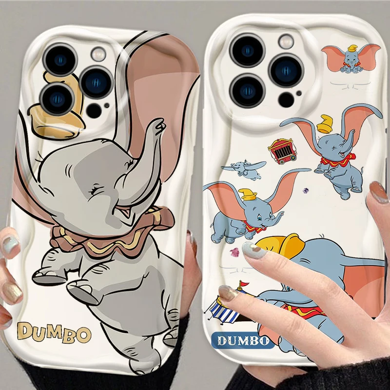 

Disney Cartoon Dumbo For Apple iPhone 15 14 13 12 11 XS XR X Pro Max Plus Wave Oil Back Phone Case