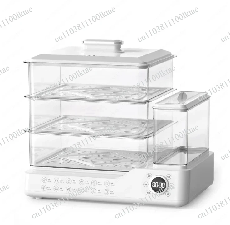 Electric Steamer with Water Tank for Simmering, Steaming, and Cooking Three-Tier Multifunctional Breakfast Maker for Home Use