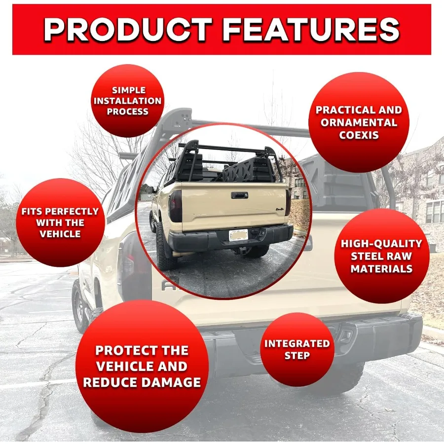 مجموعة المصد الخلفي من الفولاذ لسيارة تويوتا تندرا 20142021 الجيل الثاني تجميل بدون فتحات مستشعر الحديقة استبدال المصد الخلفي الأسود