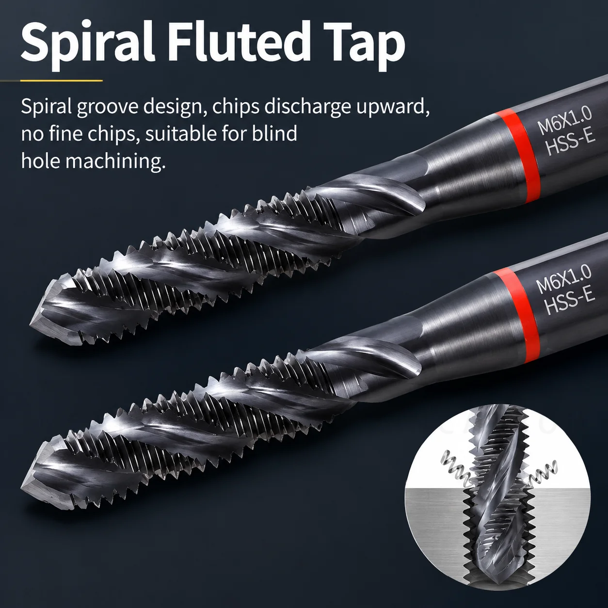 1PCS 5PCS YG HSSE INOX Spiral Flute Point Tap M14-M24 Metric Fine Thread Red Ring CNC Machine Screw Tapping Tool