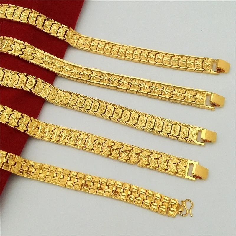 

Real Color Aggressive Men's Bracelet Wide Plated Watch Chain Long-Term Fadeless Sand Gold Jewelry Gift