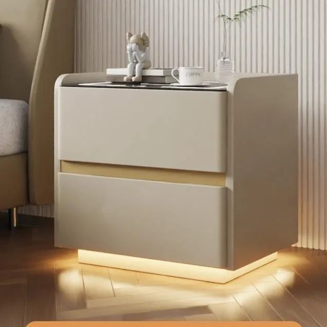 Suspended smart bedside table Solid wood bedside cabinet Multifunctional bedroom locker Packaged and shipped