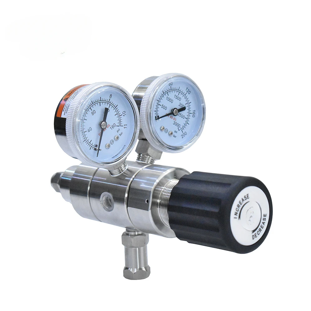 Stainless Steel Oxygen Gas Dual-stage Cylinder Pressure Regulator with Gauge