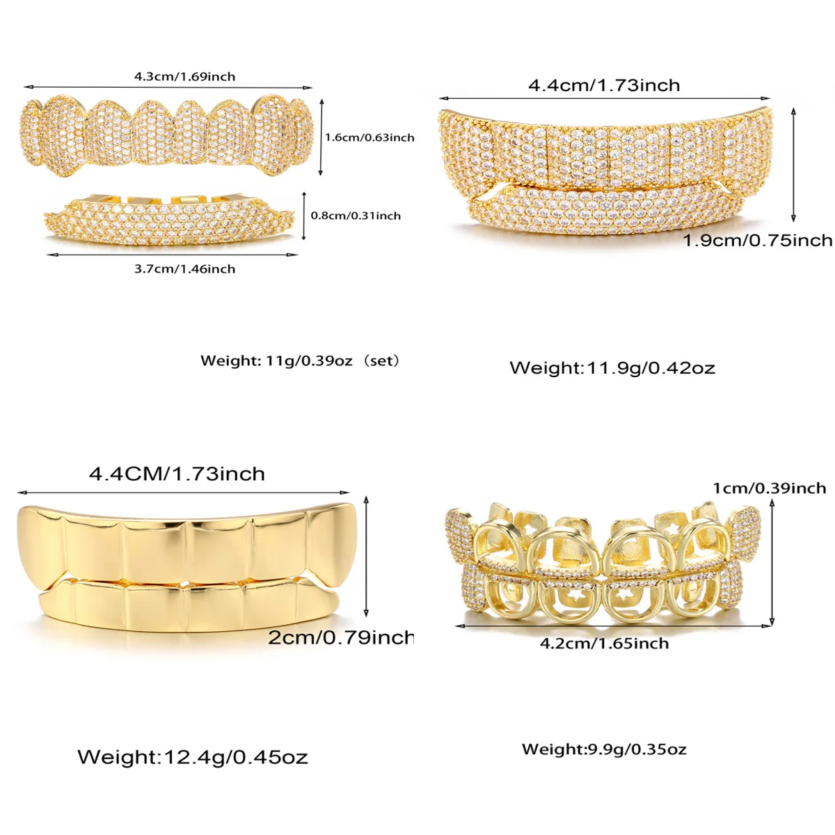 Multi Styles Full CZ Stone Rhinestone Braces Zircon Teeth Cap Brace For Men Top Bottom Dental Grills Personalized Body Jewelry