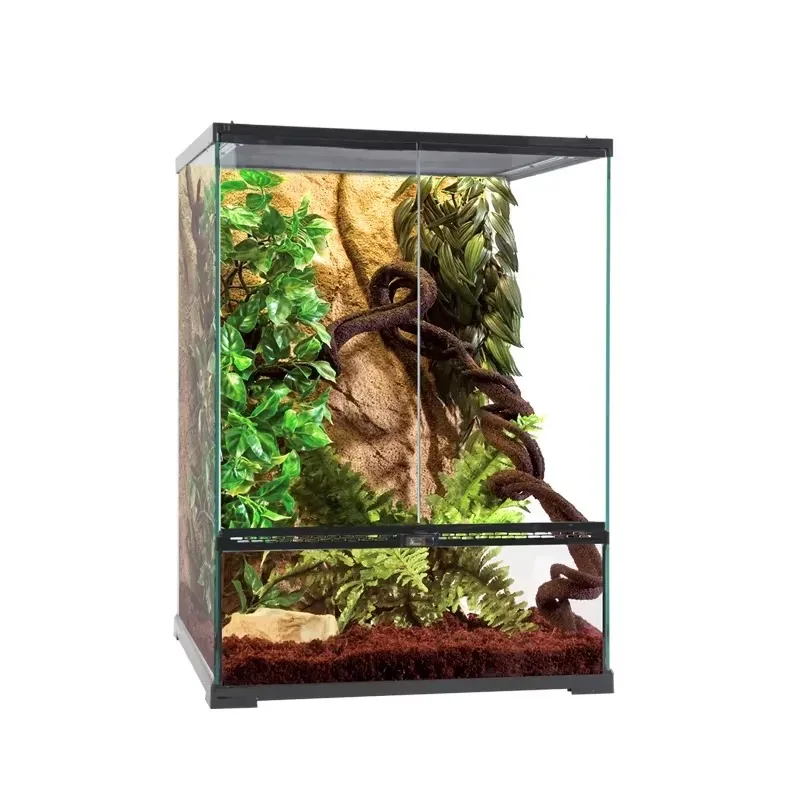 

Glass Terrarium Double Door Rainforest Cage Reptile Habitat Glass Pet Box for Bearded Dragon,tortoise,iguana