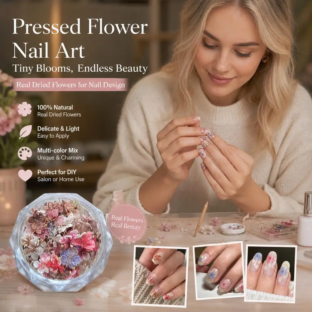 Getrocknete Blumenmaterialien für Nägel, romantische Monet-Garten-Farbpalette, lebendige Accessoires, Wildblumen-Nagelkunst-Dekorationen, Werkzeuge – Detail 10