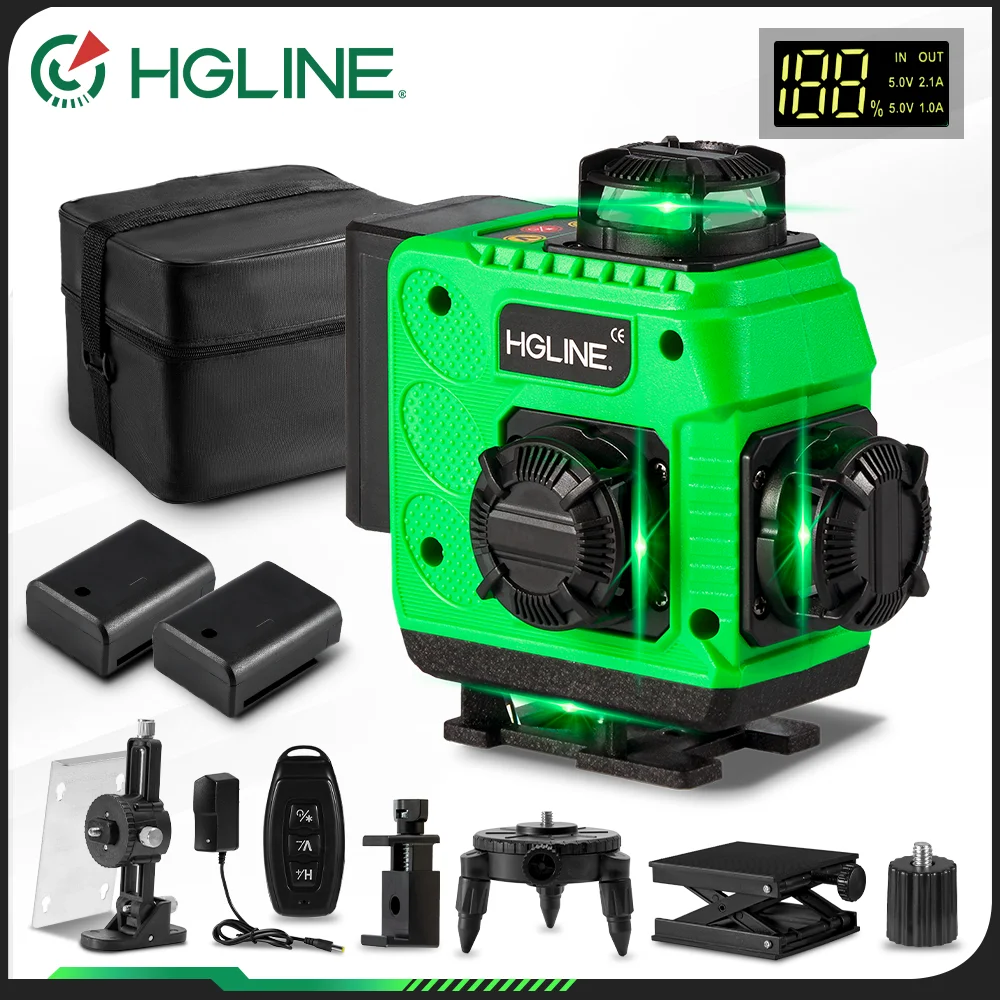 

HGLINE 4D 16 Lines Green Line Laser Level Self-Leveling 360° Horizontal And Vertical Laser Level With 30m APP Remote Control