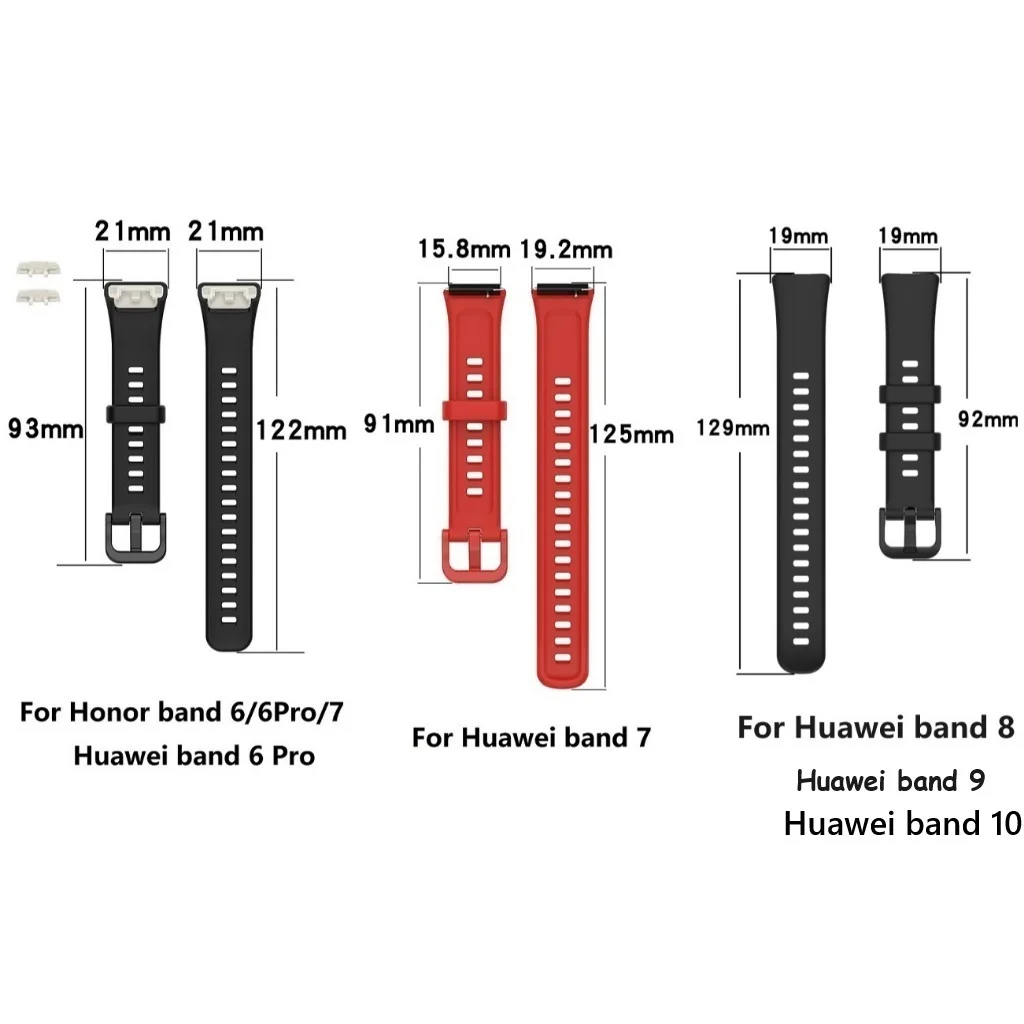 Correa de silicona para Huawei band 10, 9, 8, 7, pulsera deportiva suave resistente al agua, pulsera de repuesto para reloj inteligente