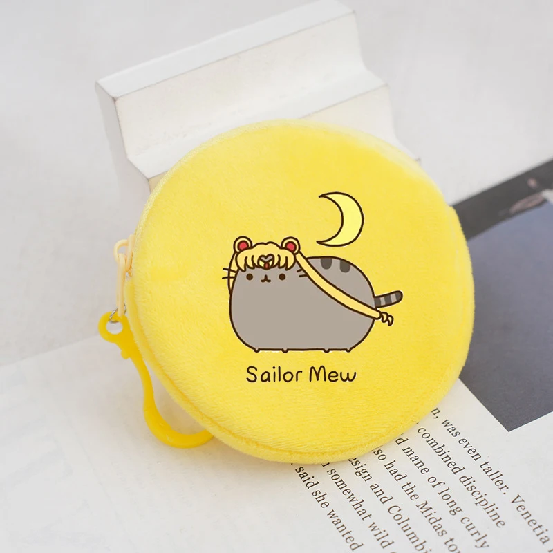 Pusheens Plush Coin Purse Portable Anime Cute Cartoon Printing Women Girl Childern Wallet Bag Teenage Coin Bank Card Storage Bag