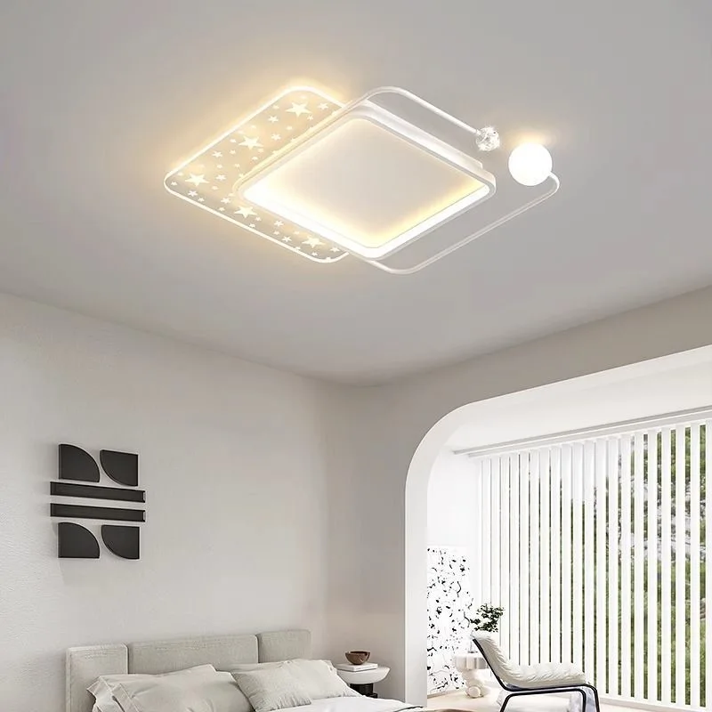 Round Living Room Led Chandeliers Luxury Bedroom Full of Stars Gold Chandelier Simple Modern Atmosphere Flush Mount Ceiling Lamp