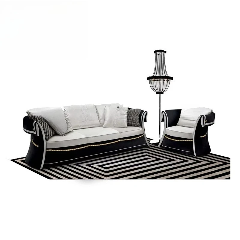 

Luxury Modern Velvet Armchair Sofa Set Full Wooden Lounge Home