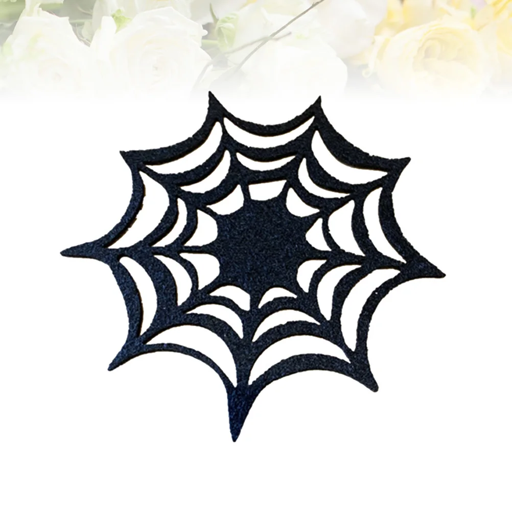 

Spider Web Cup Coasters Halloween Table Placemats Decorative Mats For Cutlery Cups Heat Scratch Protection Web Felt