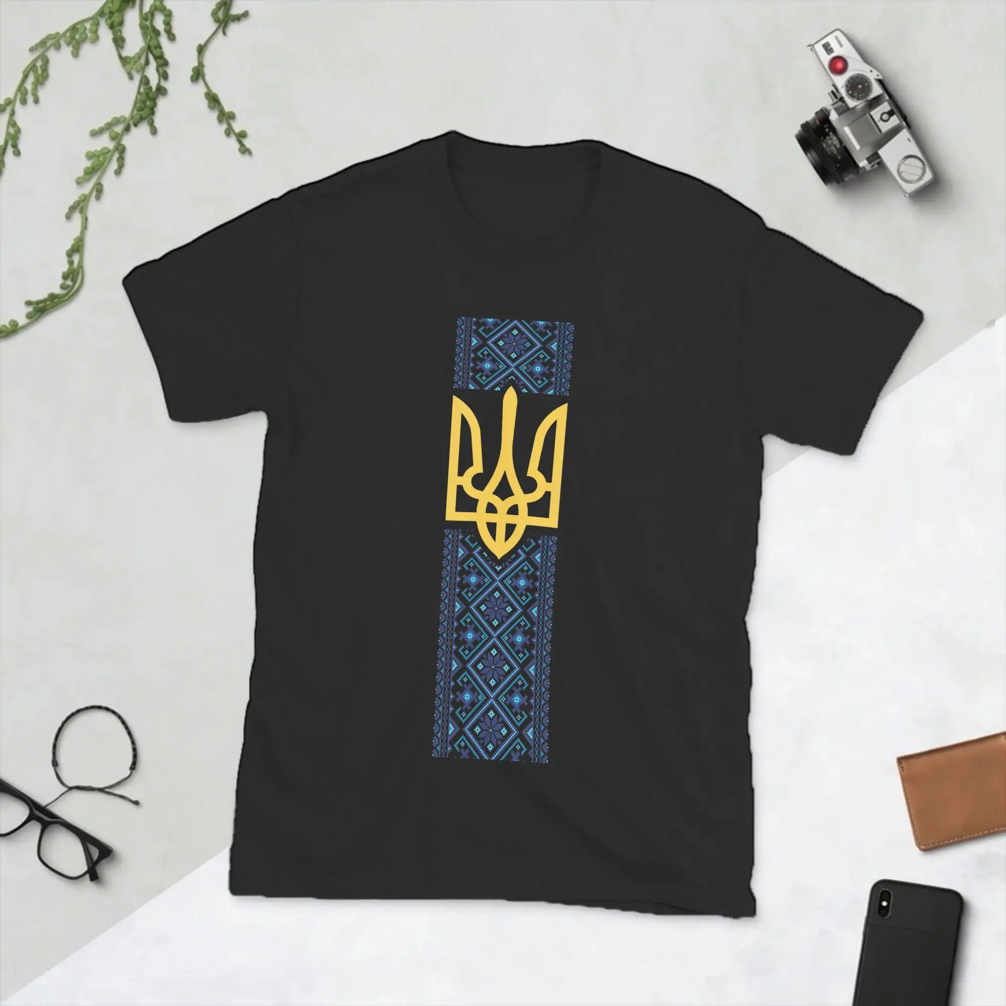 Ukraine Emblem Ukrainian Flag Men's T Shirt  Funny Tee Shirt Short Sleeve Crew Neck T-Shirt Cotton Birthday Gift Tops