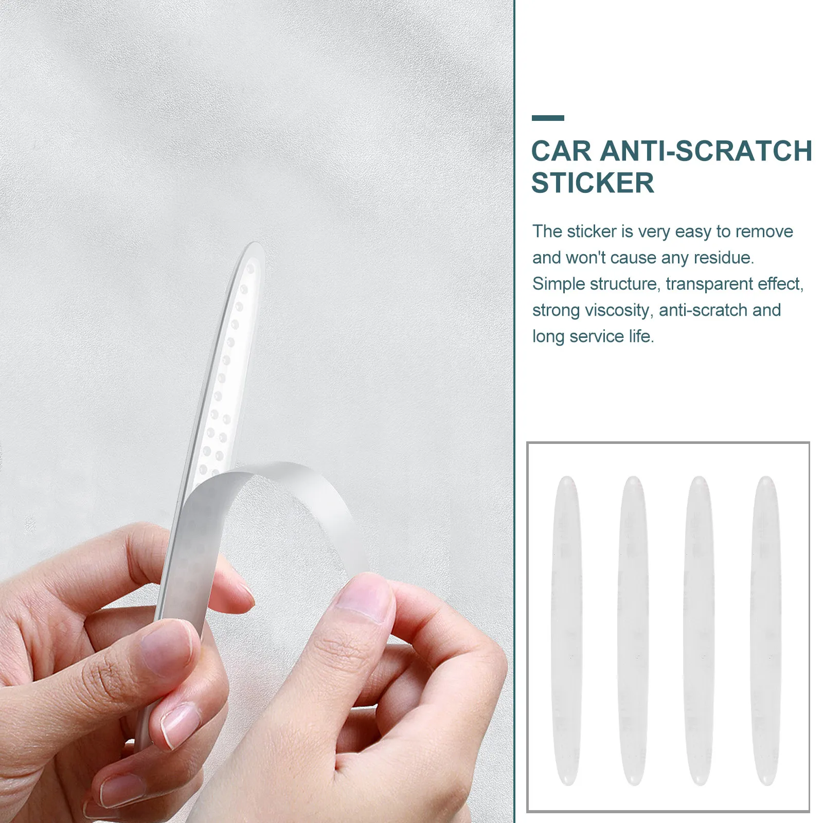 4Pcs Car Door Anti-Scratch Silicone Strips Transparent Protective Guard Easy Install Remove Residue Scratch Resistant