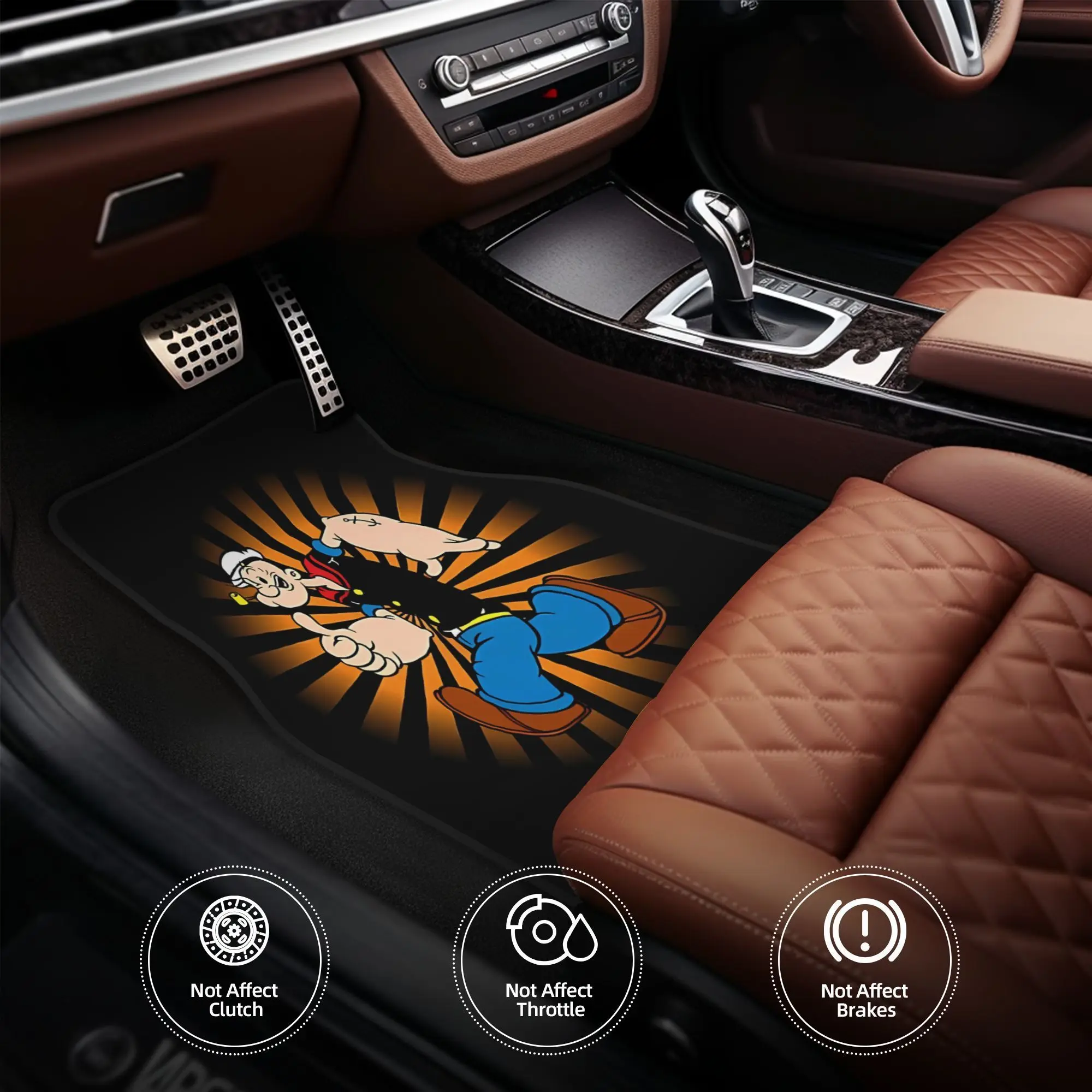 Popeye The Sailor Man Themed Car Floor Mat Set Is A Unique And Practical Gift, Featuring Four Pieces That Provide Complete Cover