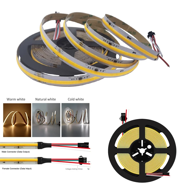 5M WS2811 COB LED light Strip Flowing Running Water Horse Race Chasing Light Pixel Linear Lamp 24V Cold Natural Warm White
