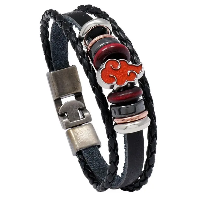 Red Cloud Bracelet personality retro anime cool surrounding leather metal buckle student couple bracelet