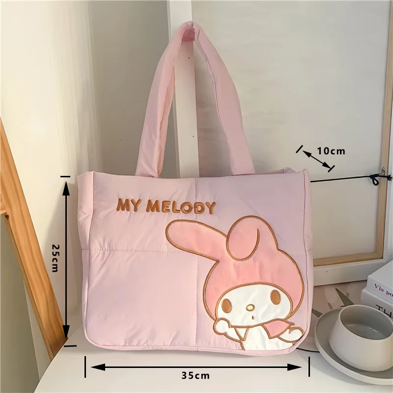 Hello Kitty Make Up Bags Sanrio Purses and Handbags Melody Washing Bag Cinnamoroll Cosmetic Case Kawaii Mommy Pouch Down Fabric