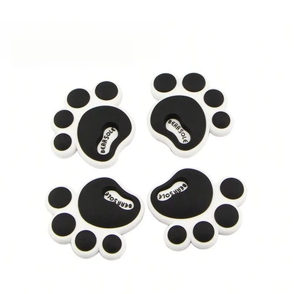 4pcs Cute Paw Print Silicone Car Anti-Collision Sticker, Rearview Mirror Door Edge Anti-Scratch Protector for Vehicle Decoration