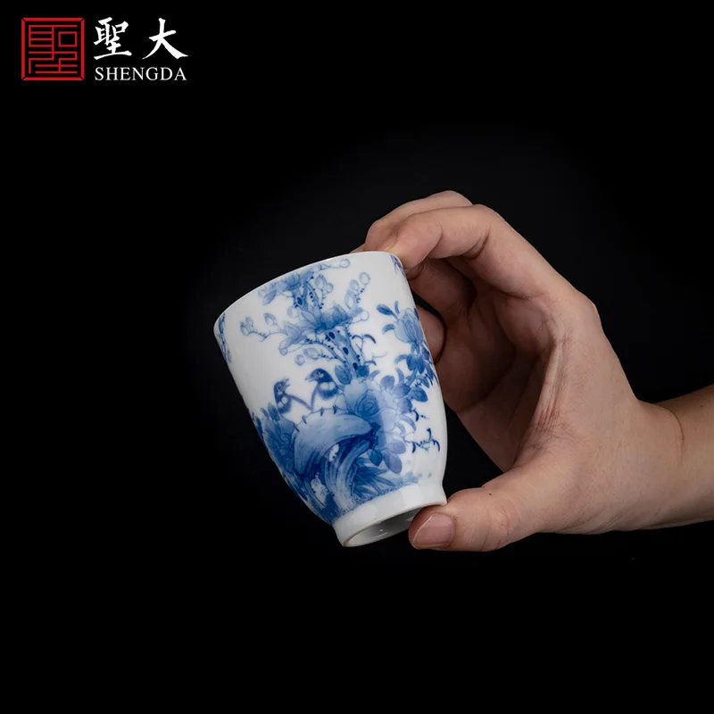 |chaiyao blue and white whispering Master Cup Jingdezhen pure hand-painted high-grade porcelain tea cup Kung Fu tea cup