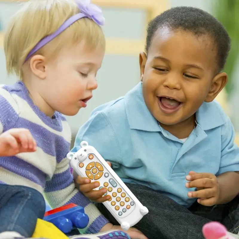 Crianças tv brinquedo remoto bonito animal em forma de brinquedos educativos precoces 3 idiomas inglês espanhol & francês brinquedo tv remoto com sons para