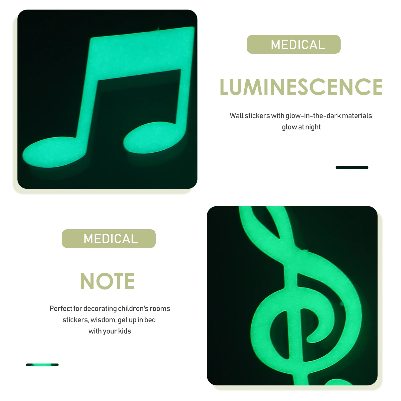 

1 Set Music Note Wall Stickers Glow In The Dark Peel Stick Decals Wall Decals For Kindergarten For Room Bedroom Home Decor