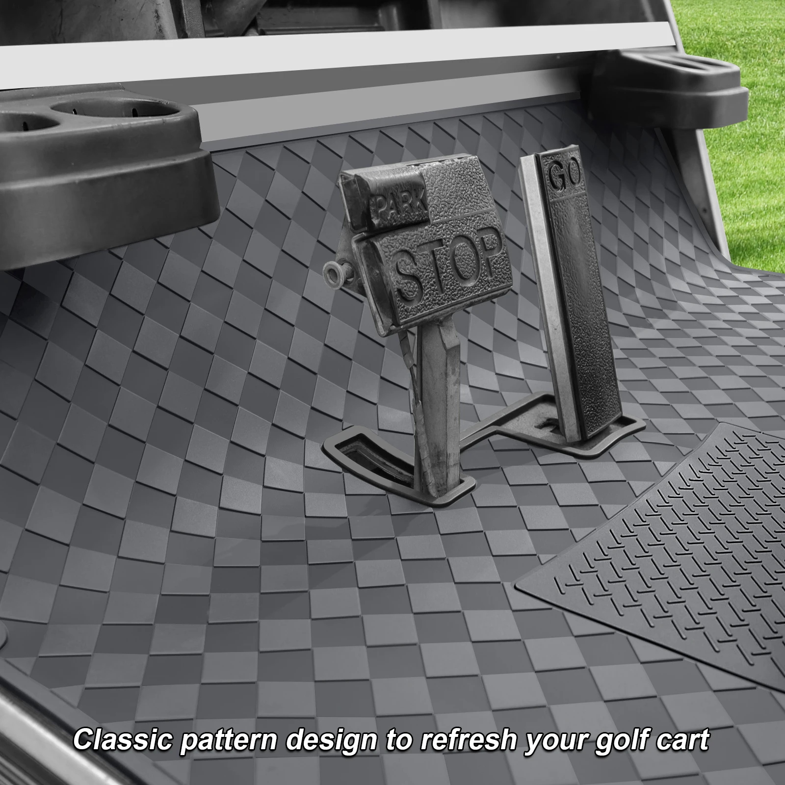 Roykaw Golf Cart Mat Full Coverage Floor Liner for Club Car DS (1982-2013) & Villager (1982-2018), 8mm Thick Heavy-Duty Mat