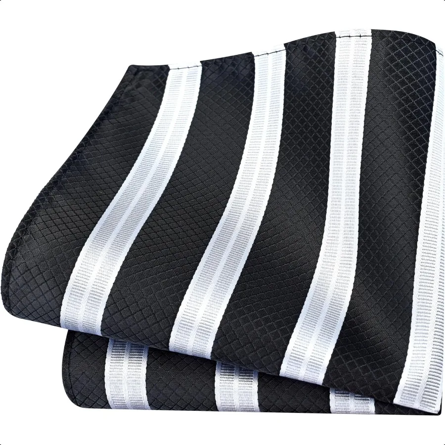 GUSLESON 3,15" 8 cm Cravatta a righe da uomo e spilla da bavero Cravatta Fazzoletto Gemelli Set per uomo