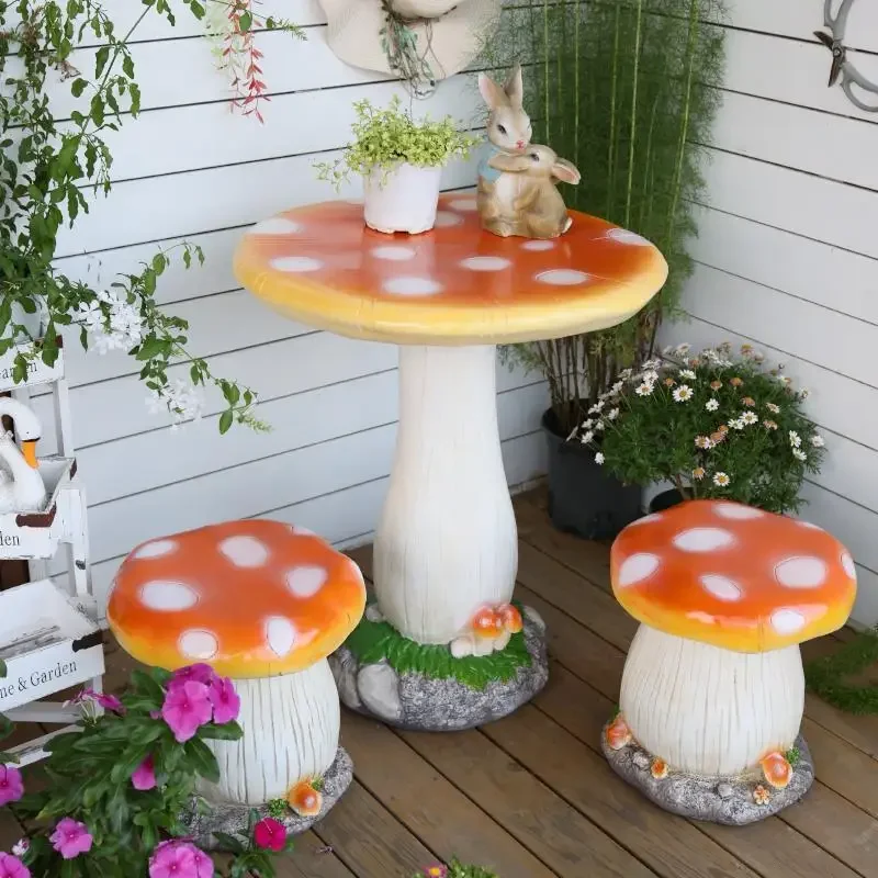 Mushroom outdoor courtyard tables and chairs open-air garden set combination Internet celebrity creative leisure kindergarten