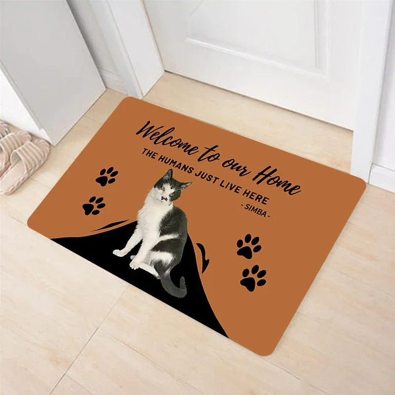 Funny Cute Cat Welcome Doormat Machine Washable Anti-slip Floor Mat Home Decor Living Room Bedroom Kitchen Entrance Foot Mats view 3