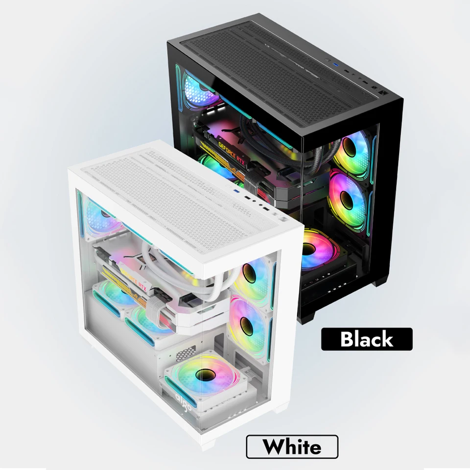 Aigo PC Case M-ATX/ITX Game PC Desktop Case Supports 360mm Water
