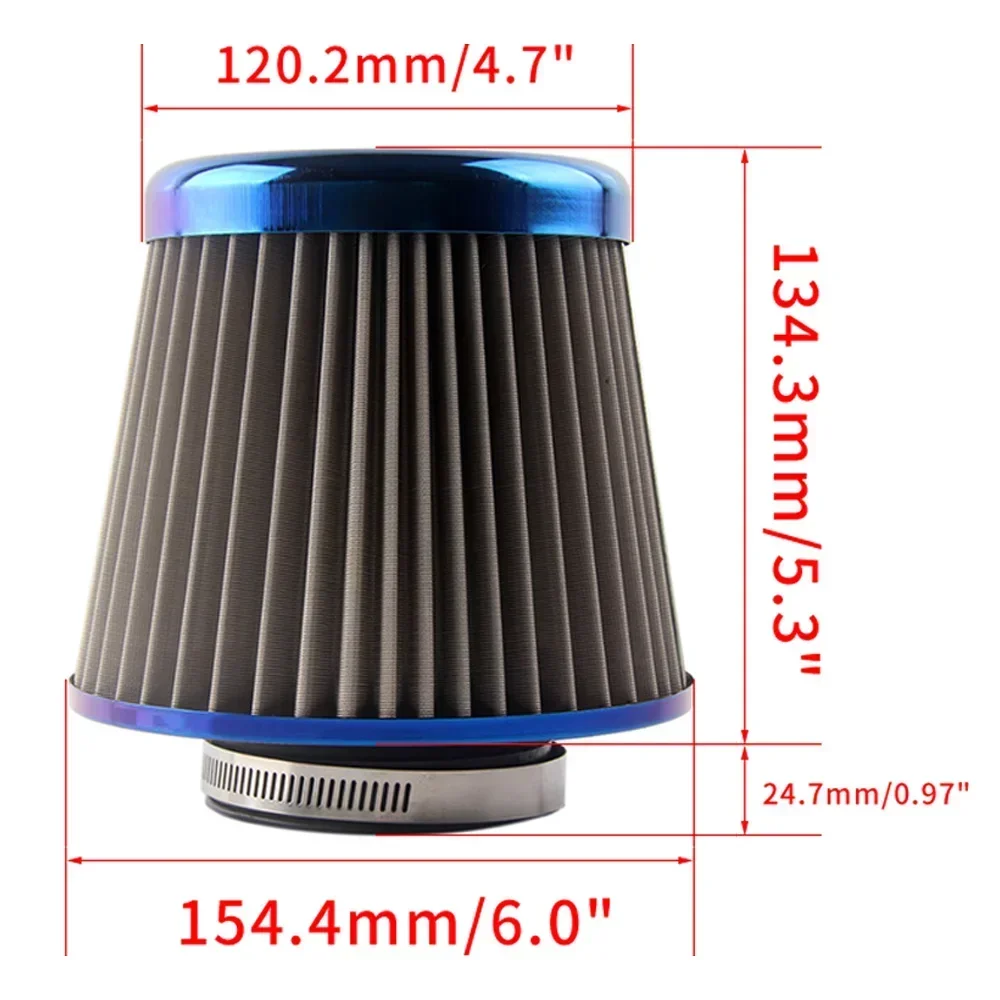 Universal Stainless Steel Auto Air Intake System High Flow Cone Cold Air Filter 60MM 65MM 70MM 75MM AF07