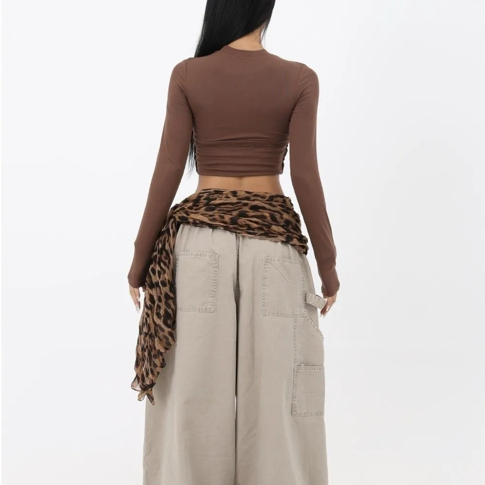 New Leopard Print Hip Scarf Vintage Multifunctional Belt Accessory Bohemian Style Waist Chain Women's Accessory
