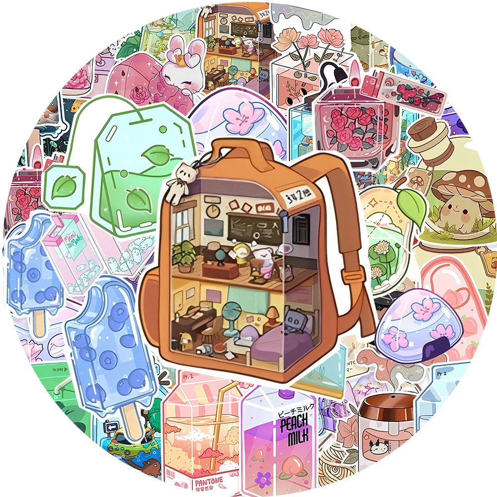 

10/20/40PCS Kawaii Drink Cup Bubble Tea Cartoon Stickers INS Style Artsy Decals Decorative Stationery Diary Phone Case