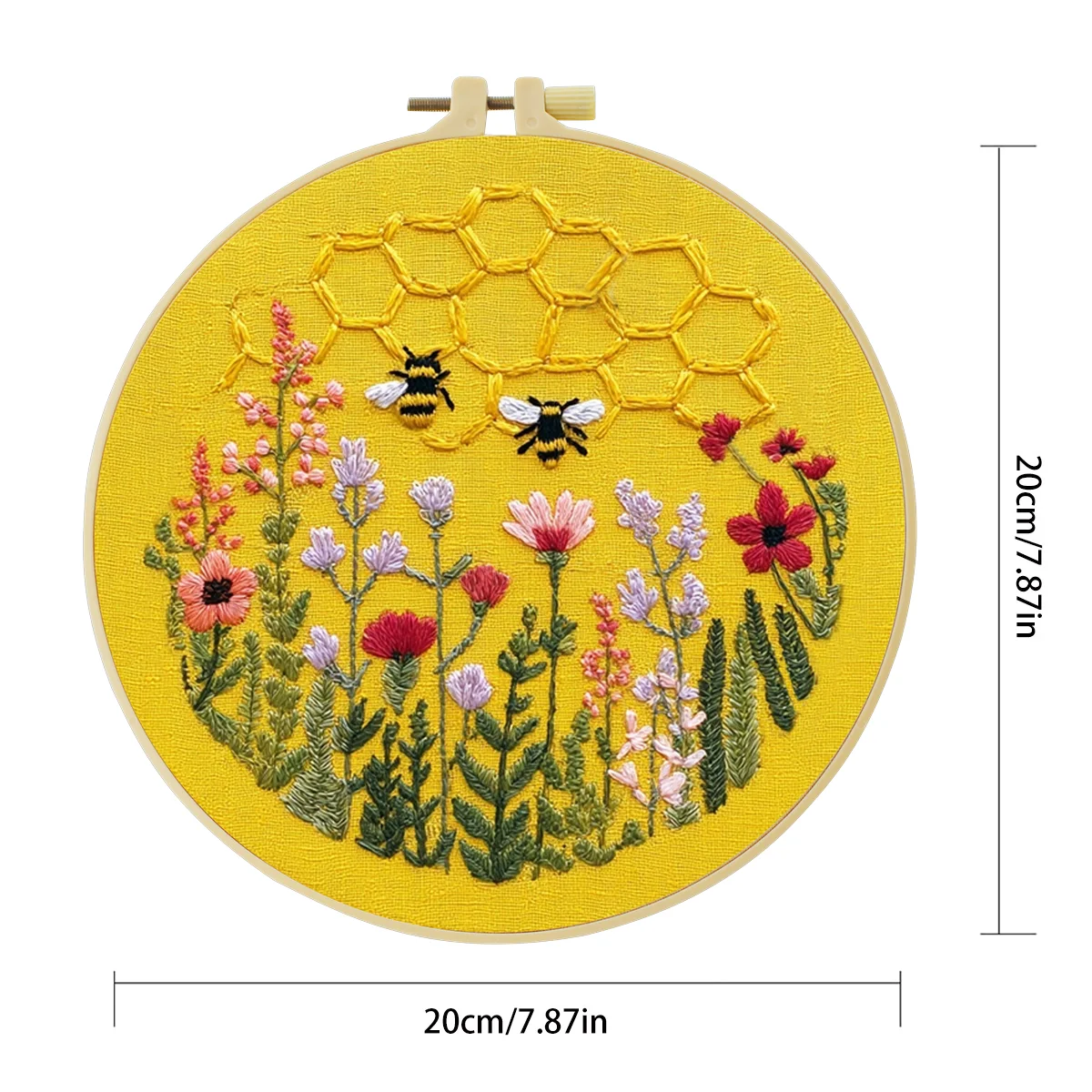 1 Stück 20X20CM/15X15CM 7,87/6,3 Zoll Bienen-Stickerei-Starter-Kit DIY-Kit DIY-Stickerei-Set Handarbeiten Nähkunst Heimdekoration – Detail 5