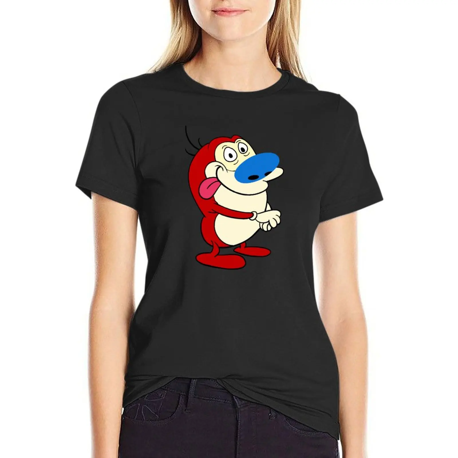 Ren & Stimpy - Stimpson Stimpy J. Cat T-Shirt funny Short sleeve tee animal print shirt for girls Woman clothes