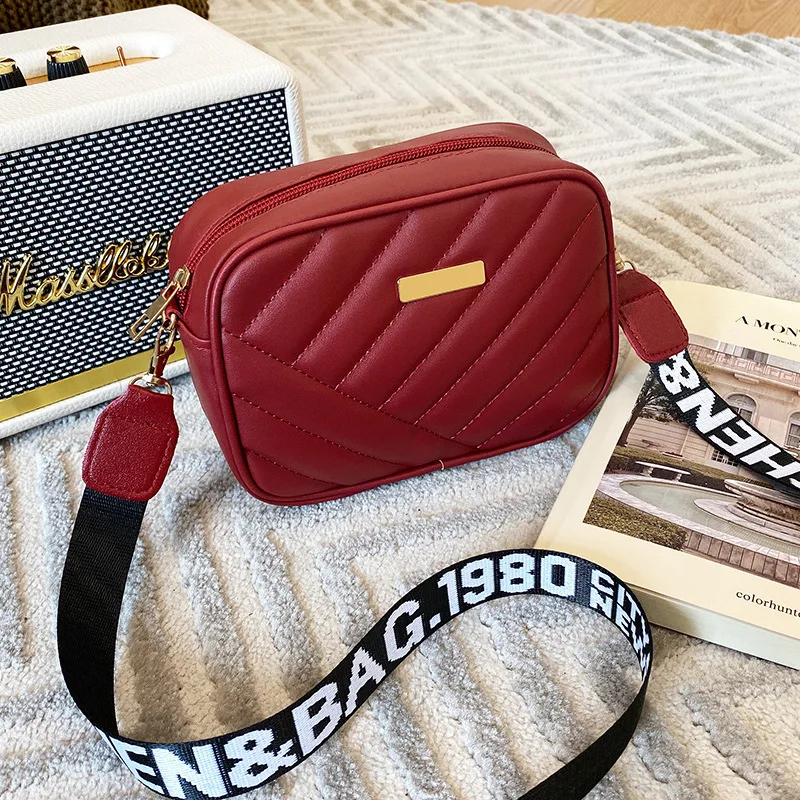 Hochwertige Damen-Kameratasche aus PU-Leder mit Rollstreifen, Umhängetasche, Handytasche, lässige Umhängetasche, Schultertasche – Detail 9