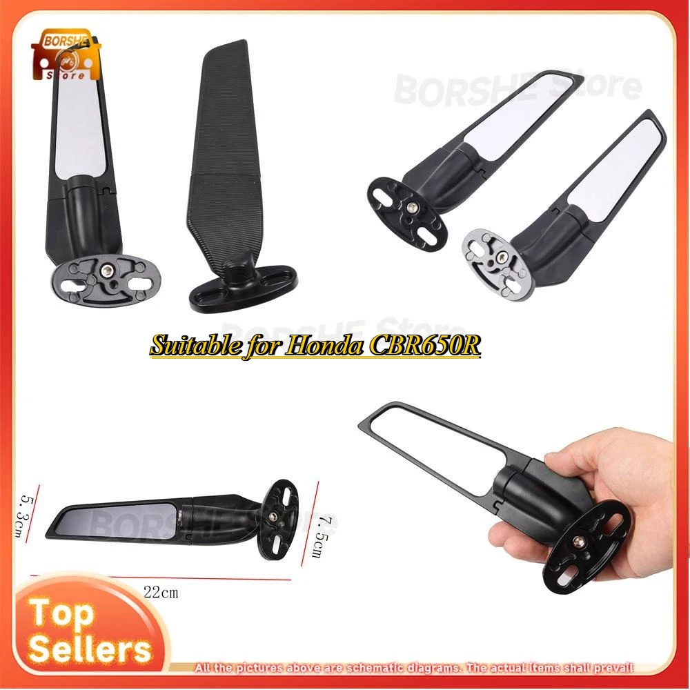 

Motorcycle Rearview Mirror with Turn Signal Suitable for Honda CBR650R Aerodynamic Wing Retrofit Wind Deflector Side Mirror