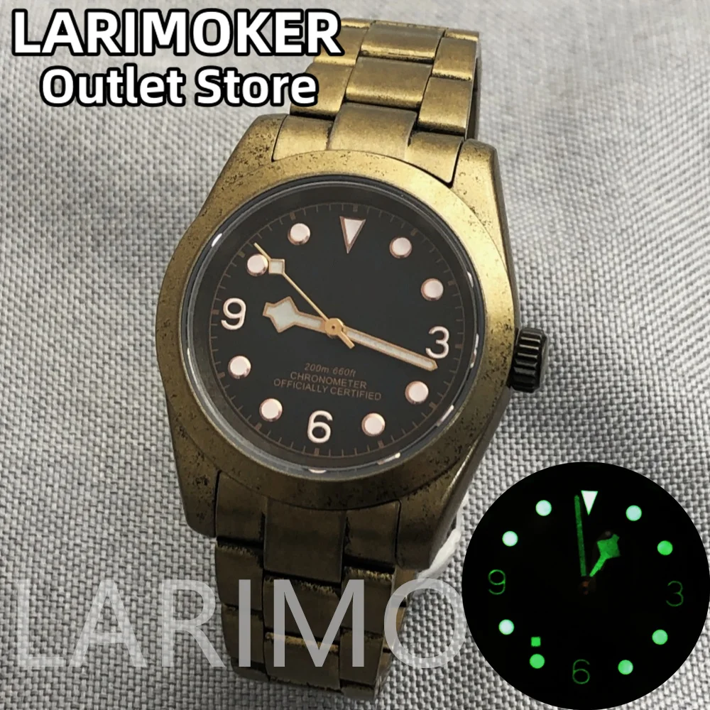 LARIMOKER39mm Black dial gold Rose gold bronze coating sapphire glass Automatic Men's Watch fit NH35 PT5000 movement