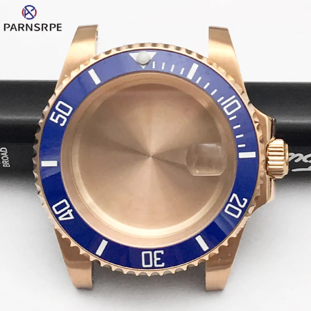 

Hot sale 40MM Rose gold nh35 Watch Case Sapphire Glass Waterproof For Nh35 Nh36 Movement 28.5mm Dial Yacht Case