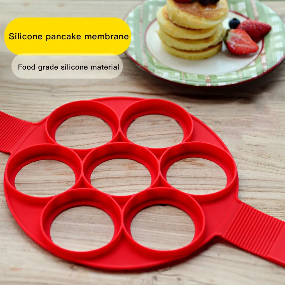 7 Holes Non Stick Pan Egg Omelette Tools  Silicone Fantastic Egg Pancake Maker Ring Kitchen Baking Moulds Flip Cooker Egg Mold