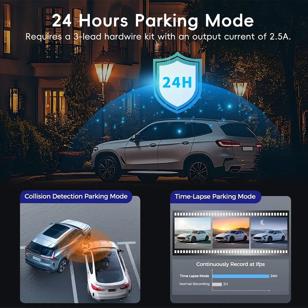 DT77 4K Front and 2.5K Rear Dash Cam with WiFi App Control GPS Support Night Vision G-Sensor Parking Monitor Loop Recording