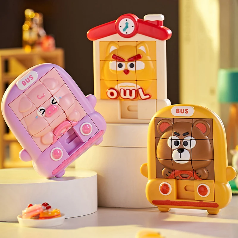 Children Cartoon Animal Slide Puzzles Toys Logical Thinking Training Challenges Intellectual 3D Puzzles Sensory Game Travel Toys