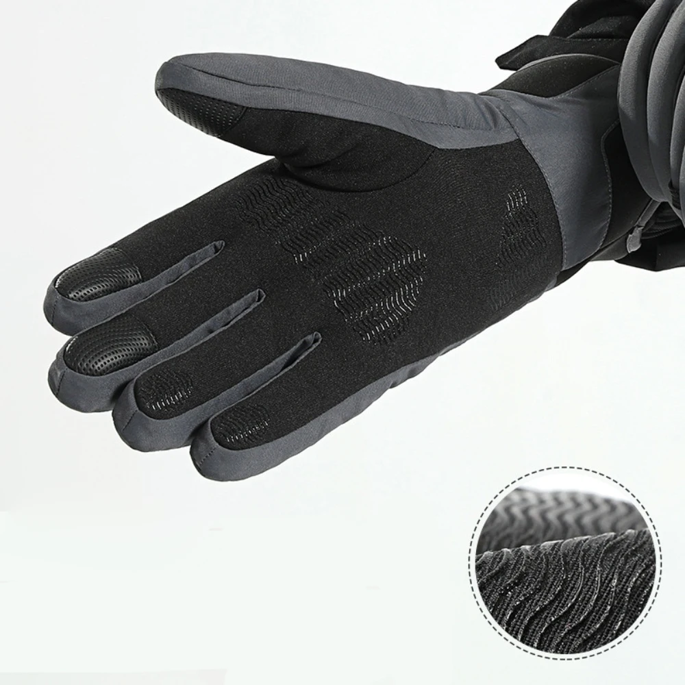 قفازات التزلج الشتوية للرجال دراجة جلدية دافئة تعمل باللمس قفازات كاملة الأصابع مقاوم للماء دراجة خارجية ركوب الدراجات Moutainteering