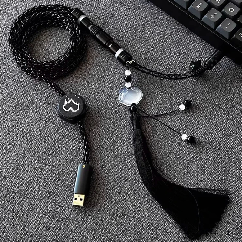 1.5M RGB Aviation Cables Glacier/Colorful Light Single Crystal Copper Type-c To Usb Esports Magnetic Keyboard Cable Handmade
